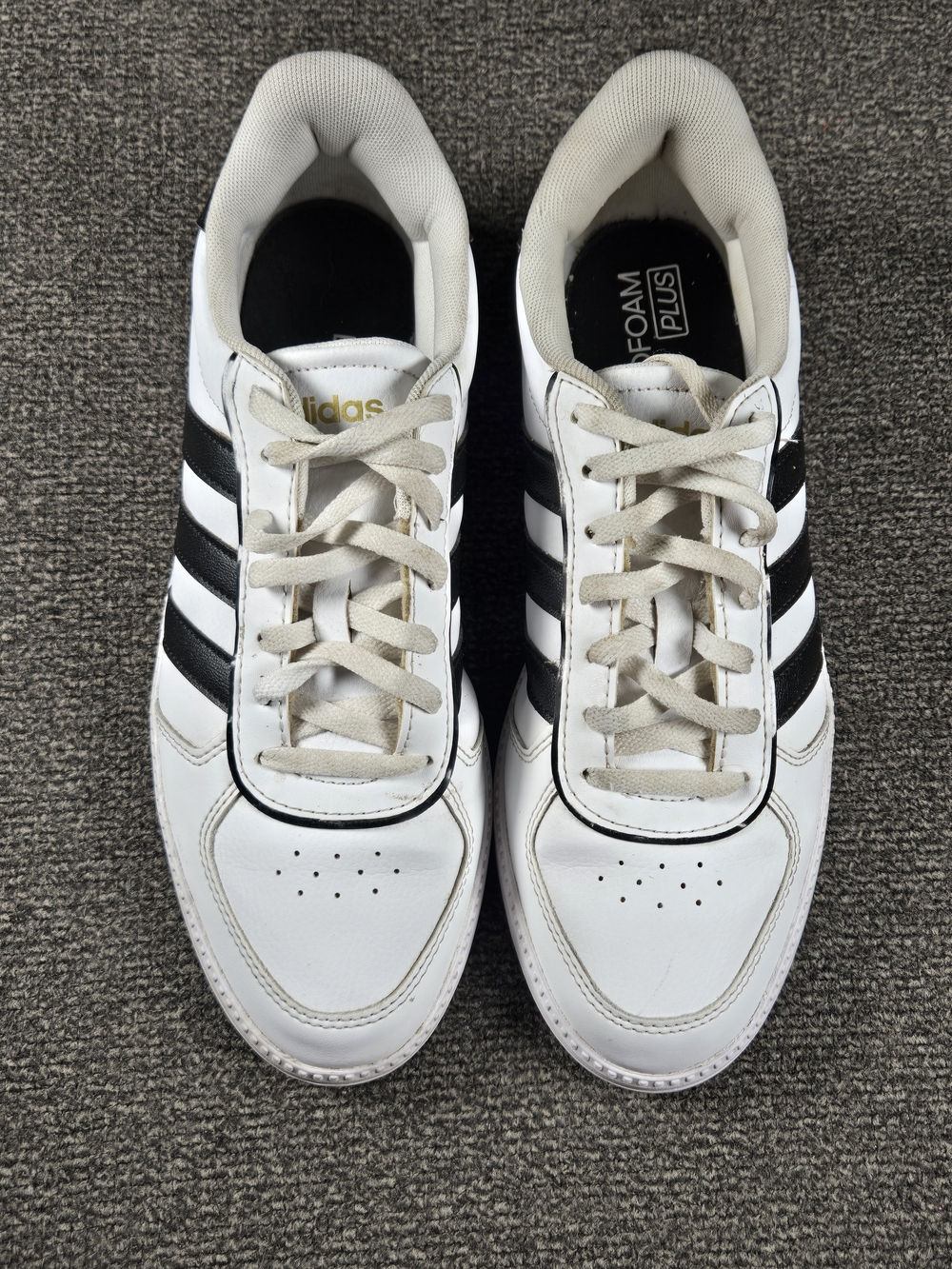 Adidas White & Black Foam Plus Sneakers Size 8